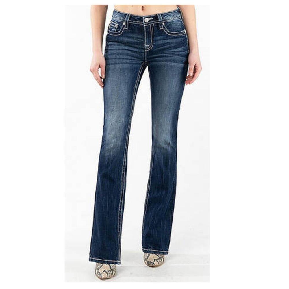 Miss Me Women's Embellish Pocket Flap  Bootcut Jeans Size 27 Style JP5489B2
